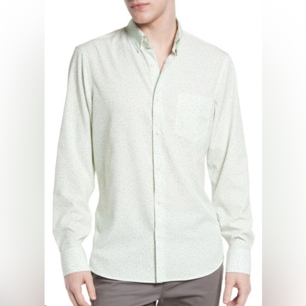 14th and Union 
Long Sleeve performance textured squares button front shirt